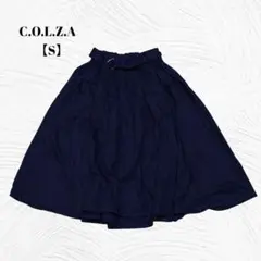 美品　C.O.L.Z.A　コルザ【S】 ベルト付き　フレアスカート ネイビー
