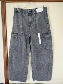 GU　バレルレッグカーゴジーンズ　XXL　グレー　股下70cm 補正済み　新品