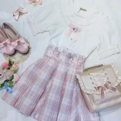 Amavel ブラウス チェックスカート