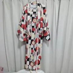 花柄チェック浴衣 下駄 カバン セット