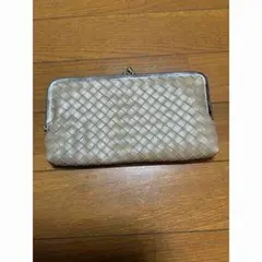 ベージュ レザー 編み込み クラッチバッグ