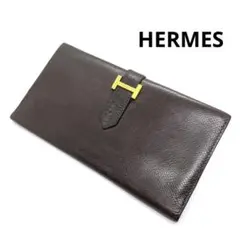 エルメス 長財布 ベアン クラシック 旧型 ゴールド H金具 マチなし □A刻印