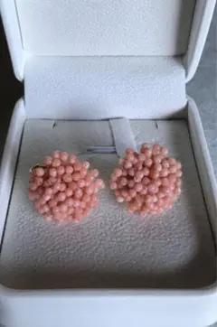 珊瑚　サンゴ　ビーズイヤリング クリップ式