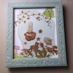 押し花額　作品入り
