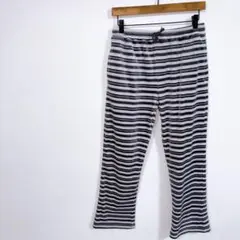 f348【ノーブランド】ルームパンツ ストライプ柄 あったか素材 （M）