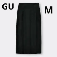 GU レディース ブラック レースアップナローミディースカート
