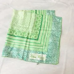 美品 NINA RICCI ニナリッチ シルク スカーフ 総柄 グリーン系