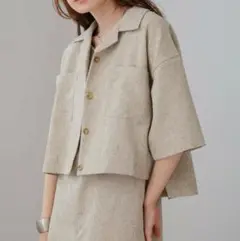 新品・M/オープンカラーハーフスリーブシャツ