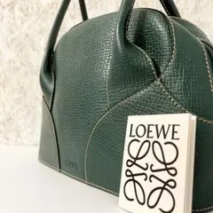 LOEWE ロエベ ロゴ型押し トートバッグ ディープグリーン ロゴ レザー