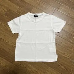【未使用】COMME CA ISM ホワイトデザイン半袖Tシャツ 100A