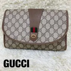 希少 GUCCI クラッチバッグ GG柄 キャンバス シェリーライン アクセコ