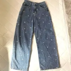 新品　しまむら　花柄ジーパン　ジーンズ　Lサイズ