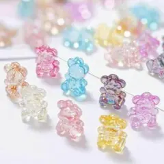 【CH16】くまチャーム　キラキラパーツ　カラーミックス　20個