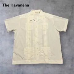 【292】the Havanenaキューバシャツ開襟シャツ半袖白ホワイト3XL