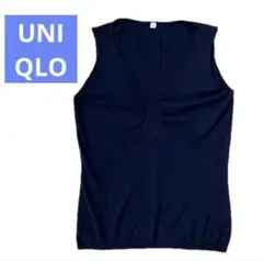 UNIQLO ユニクロ　サマーベスト　Vネック　濃紺　Lサイズ　綿100%
