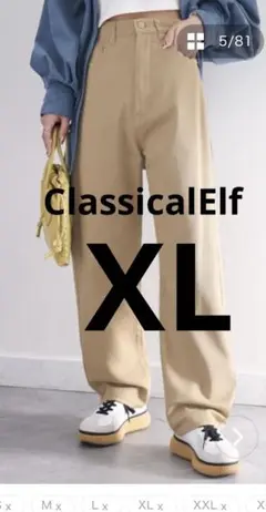 ClassicalElf ハイウエストワイドストレート チノ パンツ ベージュ