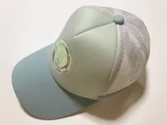 キャップ　56cm 女の子　水色キラキラ　ラメ　白色ホワイト　メッシュ帽子日除け