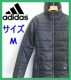 【adidas】サイズM*中綿コート*タートルネック*裏起毛*ダブルジッパー*黒