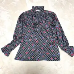美品　ニナリッチ　ブラウス　花柄　ブラック　フリル