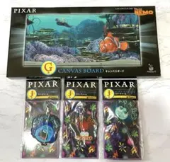 PIXAR Happyくじ G賞 キャンバスボード J賞 ラバーチャーム 3種
