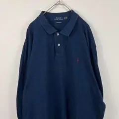 USA古着 Ralph Lauren ラルフローレン 長袖 ポロシャツ ネイビー