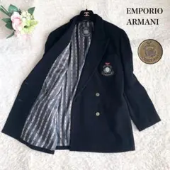 希少★エンポリオアルマーニ ウールジャケット エンブレム 金ボタン 42 紺