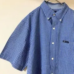CHAPS チャップス 半袖シャツ Mサイズ ブルー チェック柄 古着