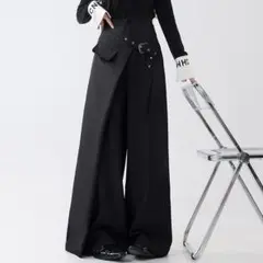 ベルト ブラック XL カジュアル モノトーン バックル クロスワイドパンツ