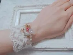 ハンドメイド 上品 フェミニン ウェディング 結婚式 レース ブレスレット