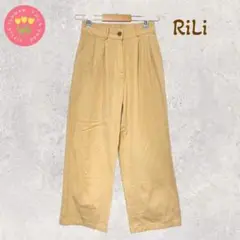 655【RiLi】ワイドパンツ オフィスカジュアル テーパード 着回し 綿100
