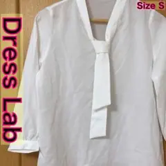 Dress lab ドレスラボ ボウタイブラウス シアー 白 9分袖 S