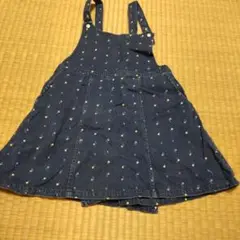 【美品】ダークブルー 花柄 ジャンバースカート 120cm