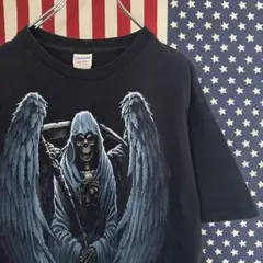 輸入古着 死神 スカル 半袖Tシャツ 【M】