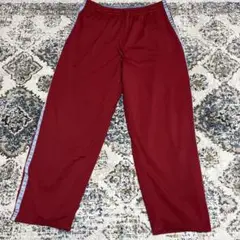 ワイドパンツ　トラックパンツ　赤　リラックス　ラインパンツ　ジャージ　古着