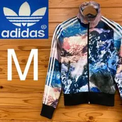 Adidas トラックジャケット M レディース 総柄 山脈 雪山