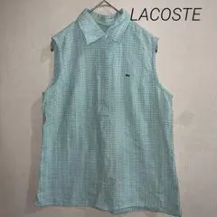 ★素敵！LACOSTE 水色 チェック柄 ノースリーブ 42