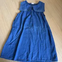 美品　デニムブルー ノースリーブワンピース