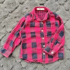 【MPS】 長袖シャツ 100 赤 黒 チェック トップス