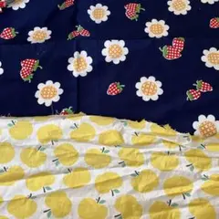 レトロ生地二枚レトロいちごレトロりんご