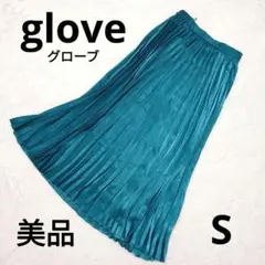 【美品】glove プリーツスカート グローブ グリーン ゴムウエスト S