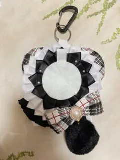 痛ロゼット　クマ　チェック　黒　ロゼット