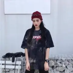 タイダイオーバーサイズTシャツブラック韓国オルチャン