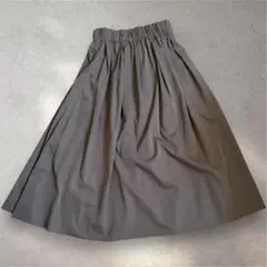 リバーシブルフレアスカート キャメル✖️カーキ　ひざ丈 ゴムウエスト