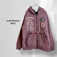 ロックヘブン パーカー レッド エンブレム刺繍付き 長袖 フード付き 5194