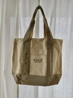 【美品】KALDIトートバッグ＊アイボリー×カーキ