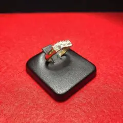 【ヴィンテージ】10号 チェックストーンリング レトロ R2