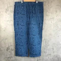 az279古着　柄パンツ　パジャマパンツ　藍色　90s Y2K
