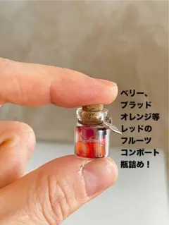 ミニチュア　フルーツコンポート瓶詰め　極小瓶　レッド