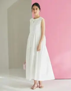 【新品タグ付き】SEVEN TEN ノースリーブボウタイワンピース ホワイト