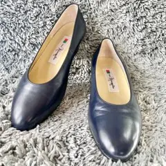 極美品 】銀座かねまつ パンプス 22 1/2 EE 黒 JAL指定 CA